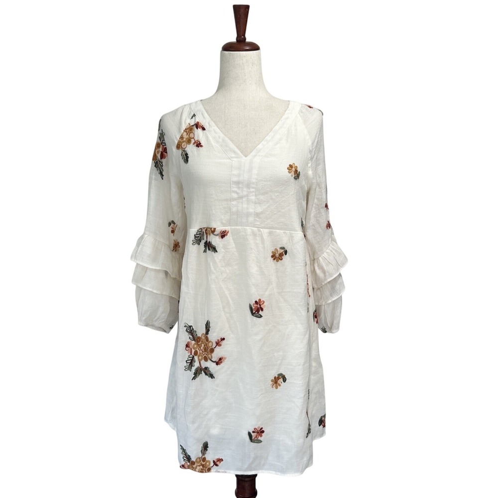 Fig & Flower Dress Small Embroidered Boho Floral Festival Hippie Anthropologie